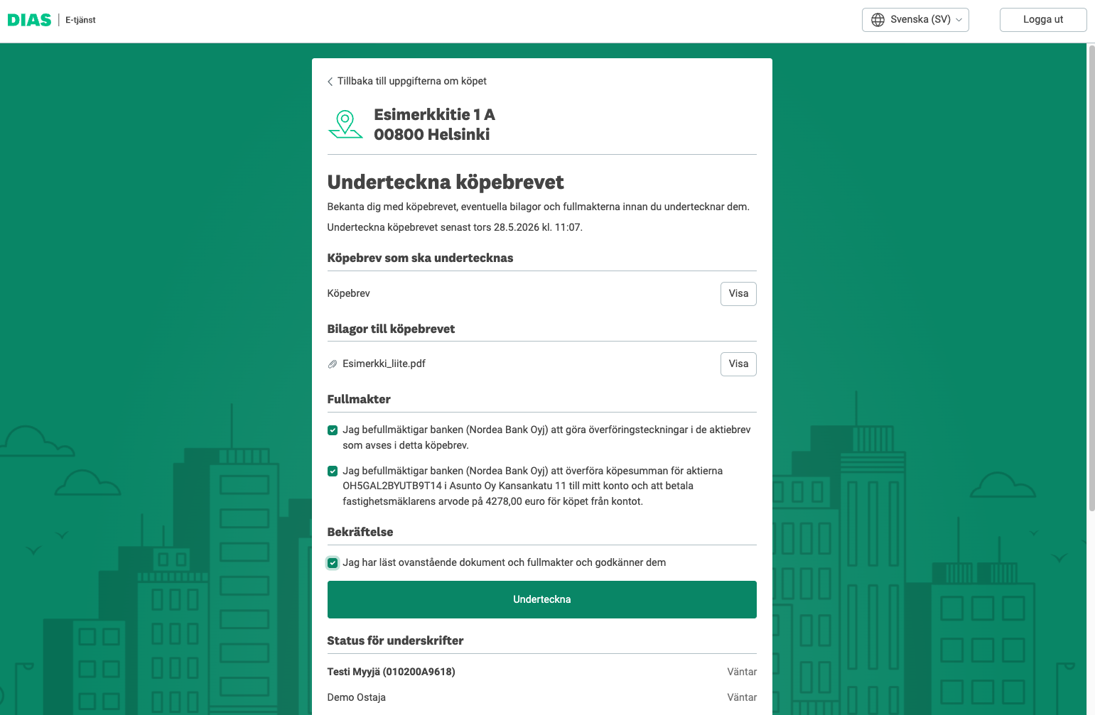 Underteckning webbläsarevyn