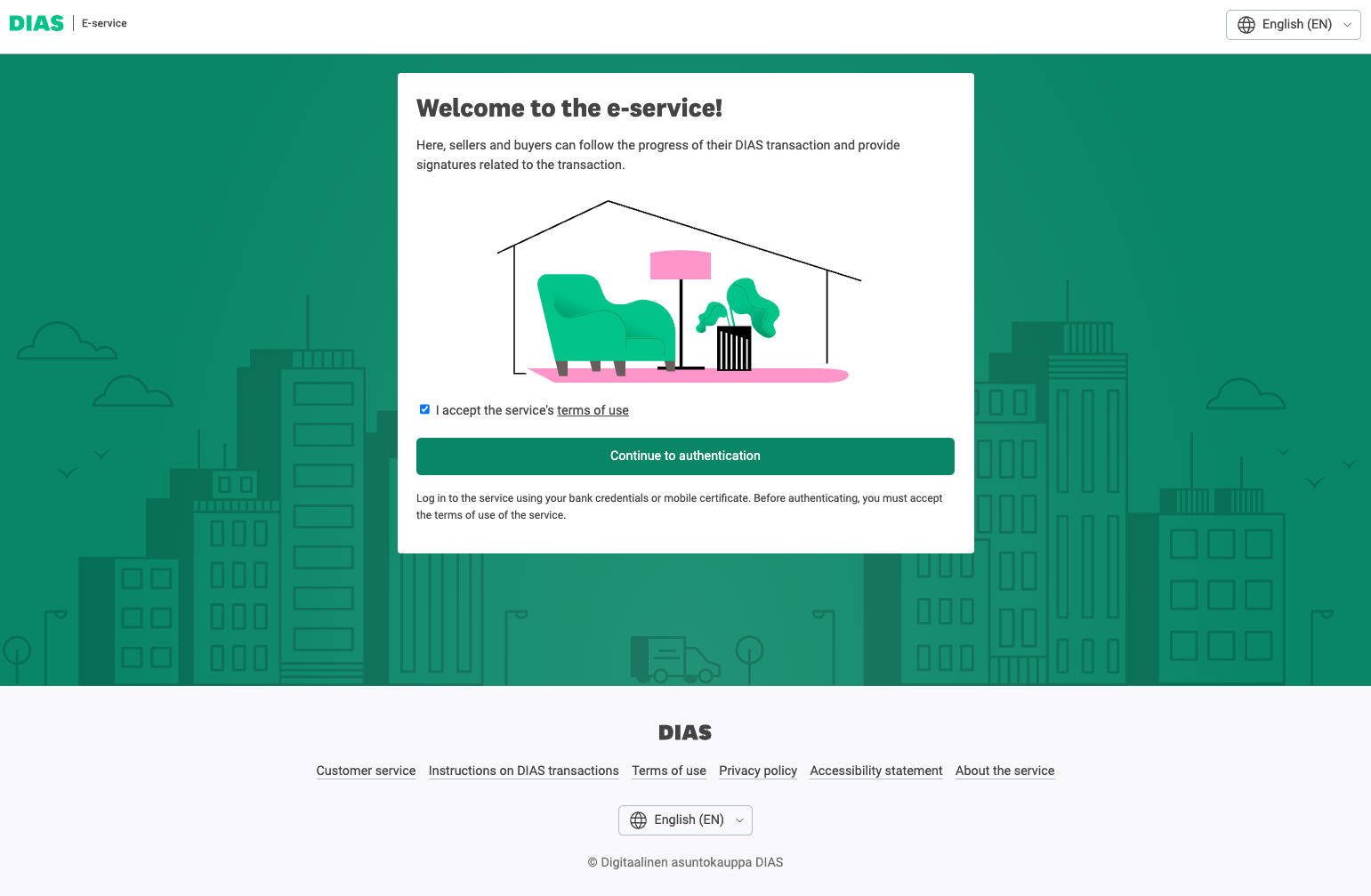 E-service front page browser view