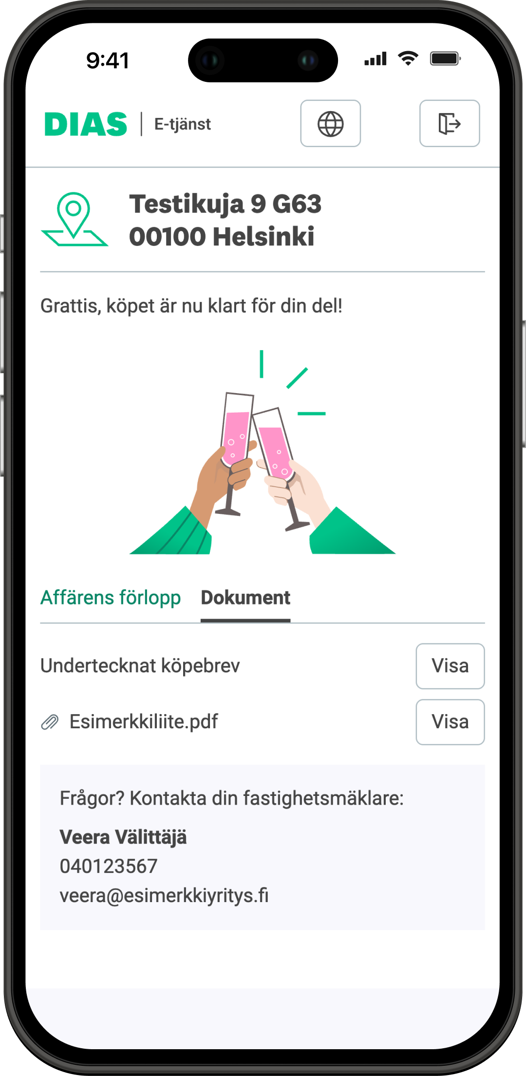 Undertecknat dokument -vyn