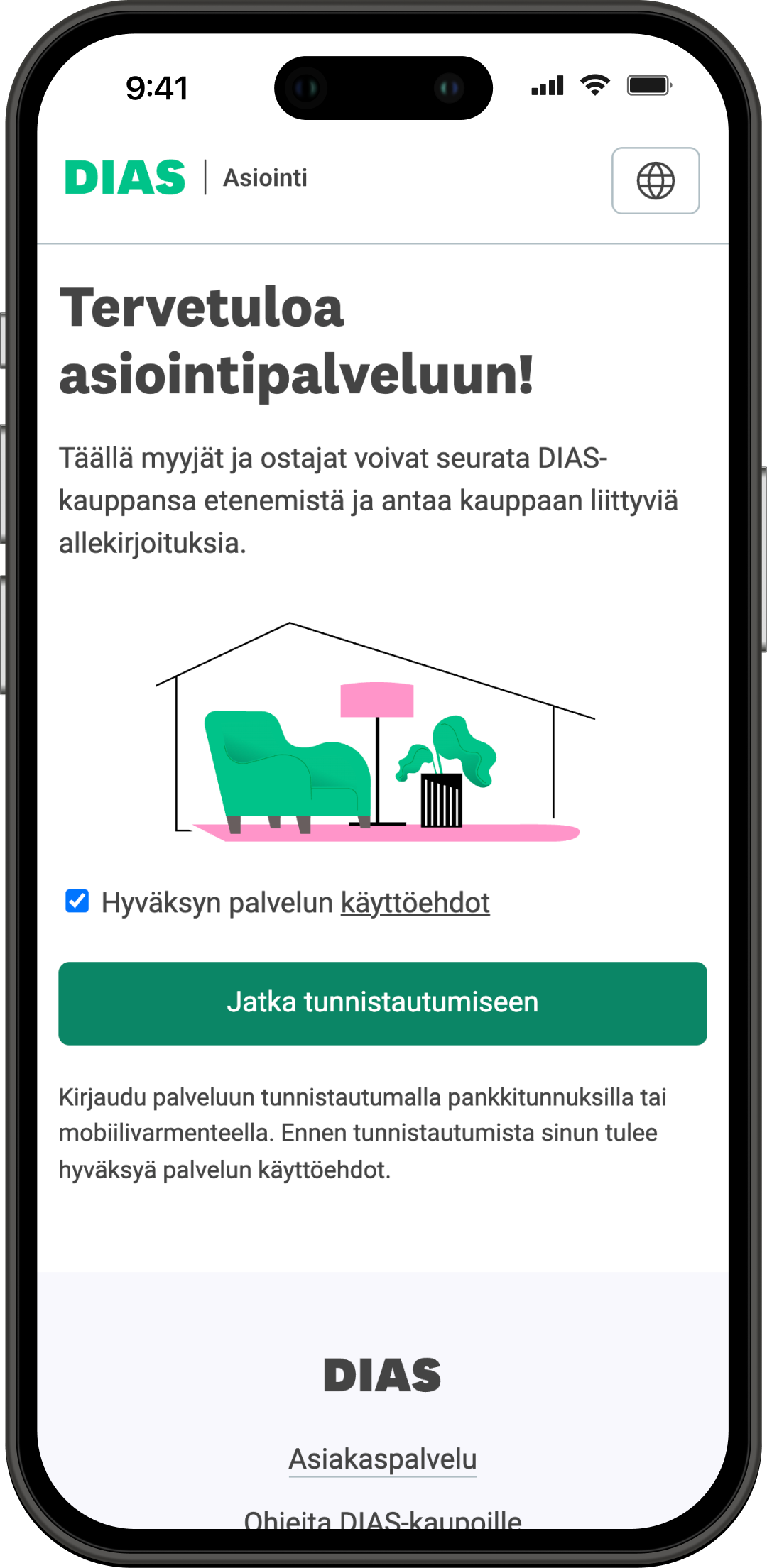 Kirjautumisnäkymä 