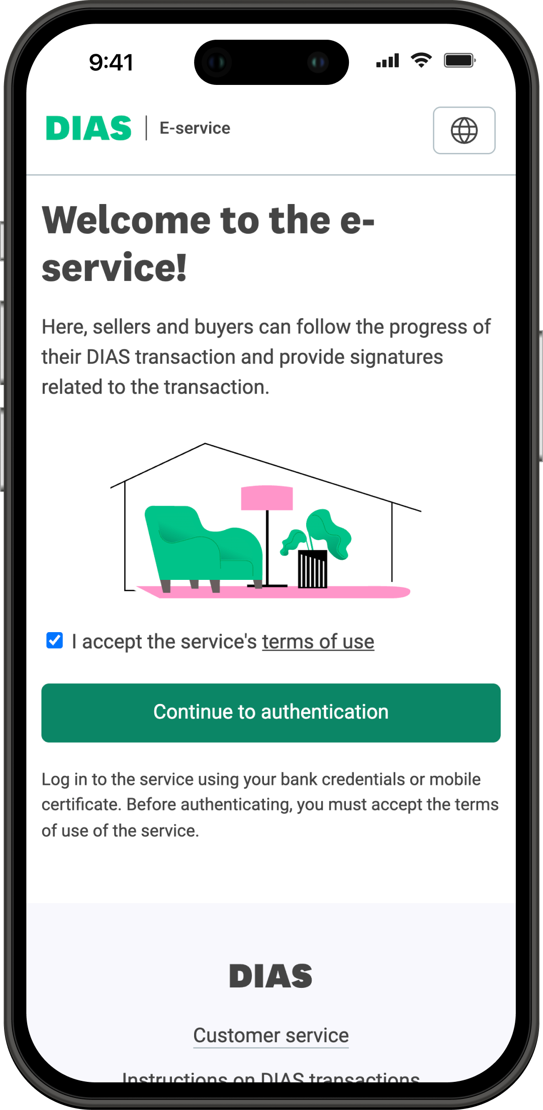 Login page view