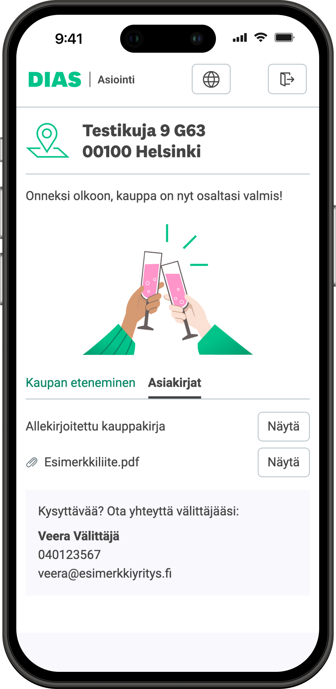 allekirjoitetut asiakirjat-näkymä