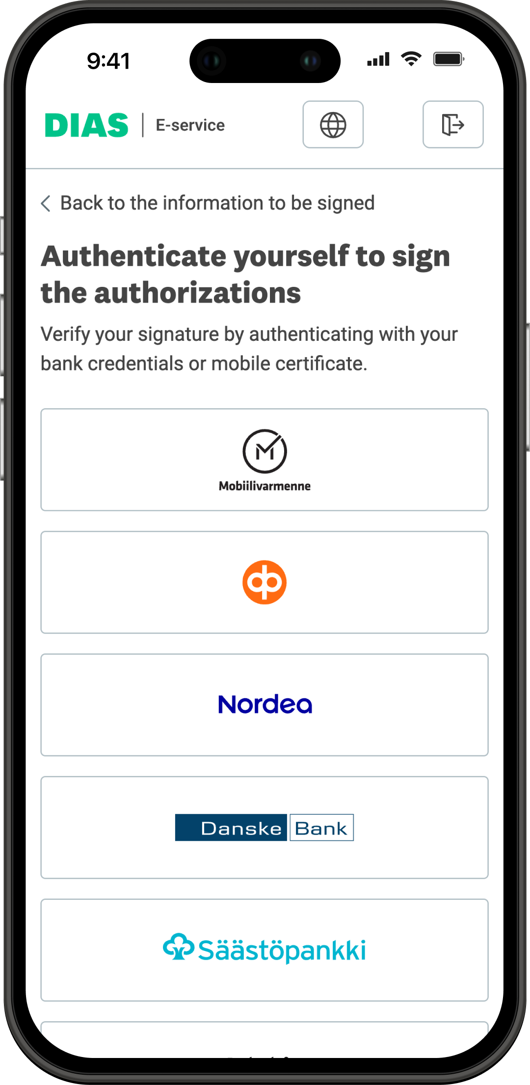 Authenticate to sign the authorizations -view
