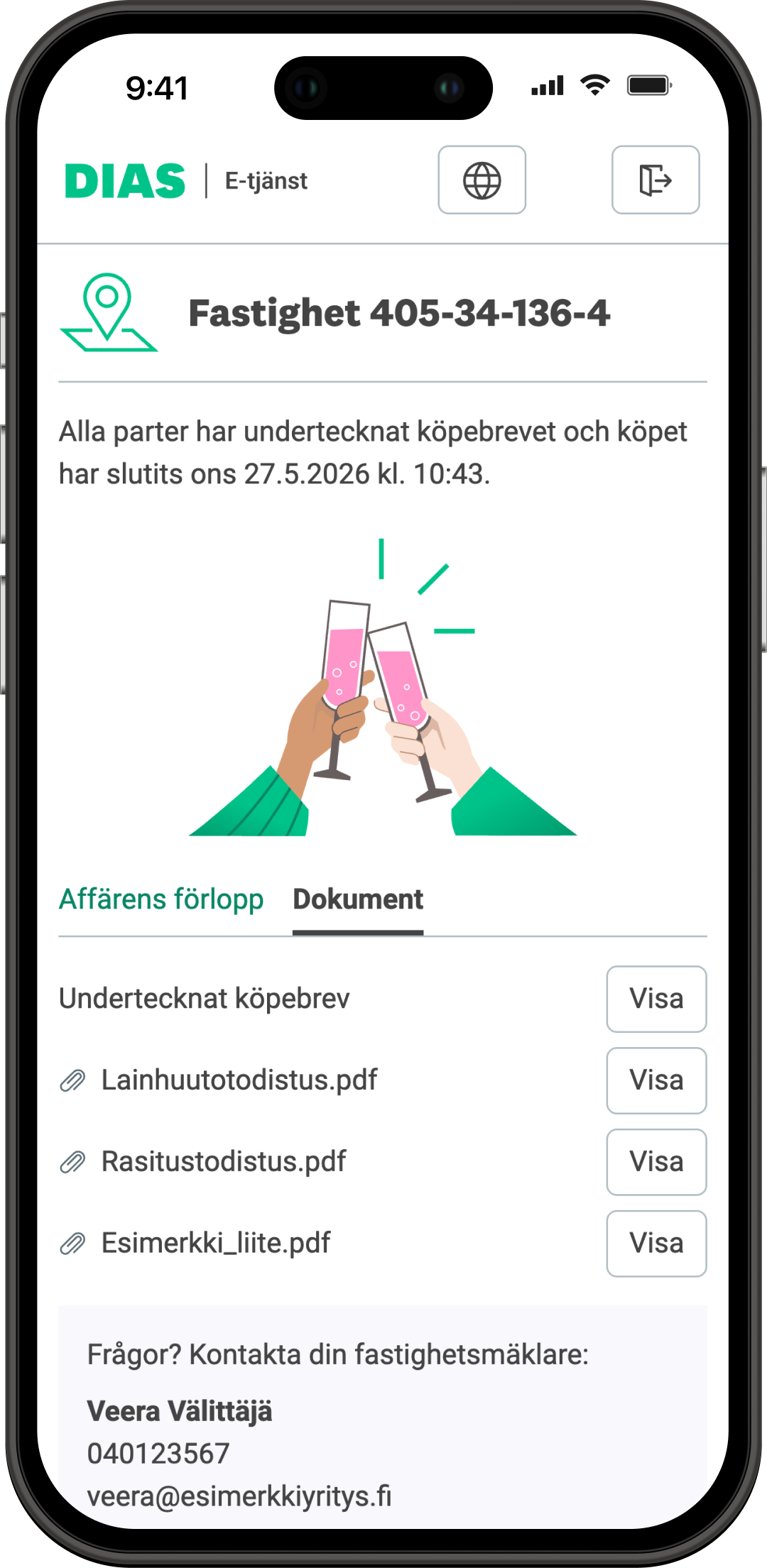 Undertecknade dokumenten -vyn